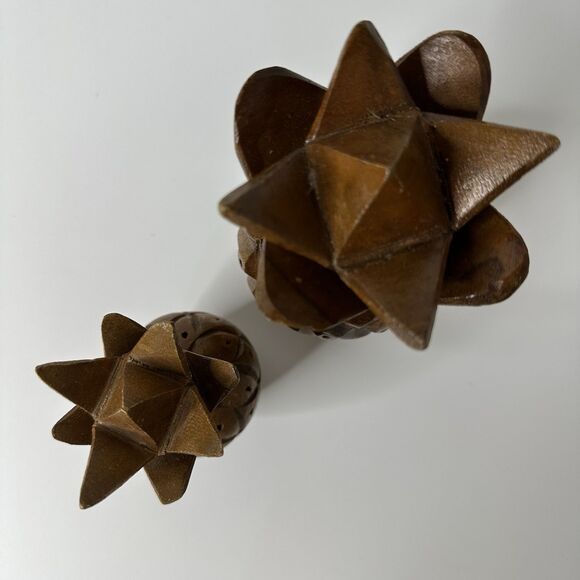 MCM 2 Hand Carved Pineapple Toothpick Holders Appetizer Cheese Kitchen 6" 8" Vtg - Picture 2 of 16